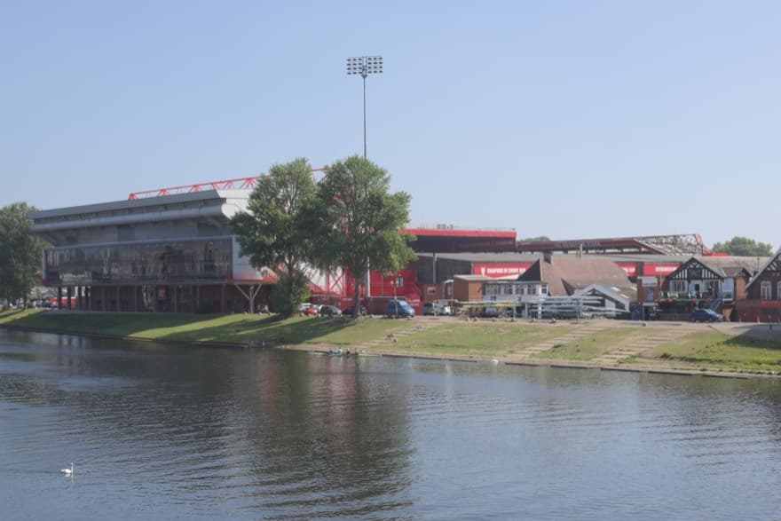 A view of the City Ground stadium from Trent Bridge.