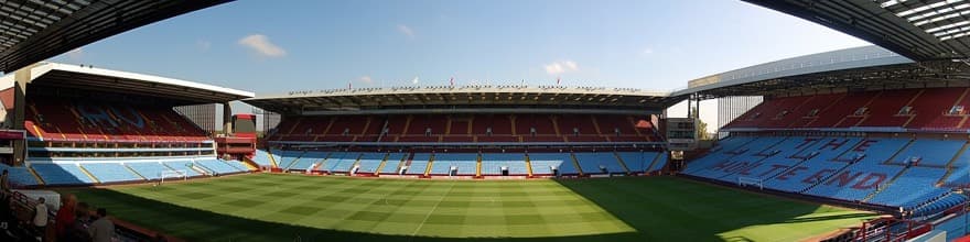 Panorama of Villa Park, Birmingham from the Trinity Road Stand.